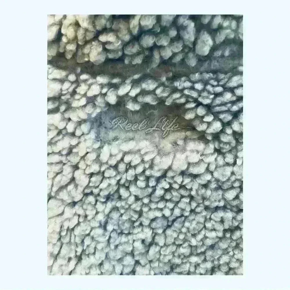 Reel Life Women's Sherpa Jacket Blue Size L Full Zip Stand Collar. - Picture 3 of 7